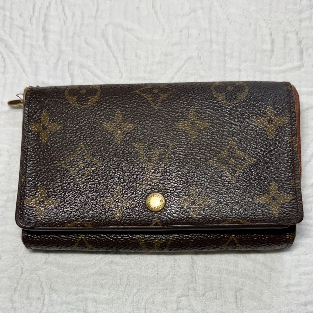 Louis Vuitton Vintage  Brown Monogram Porte-Monnaie Tresor Wallet